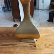 Bronze lamp and dark brown fabric shade