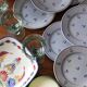 8 old blue floral dessert plates, new earthenware