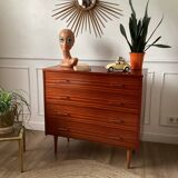 Teak veneer chest of drawers