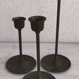 Set of 3 bronze candlesticks
