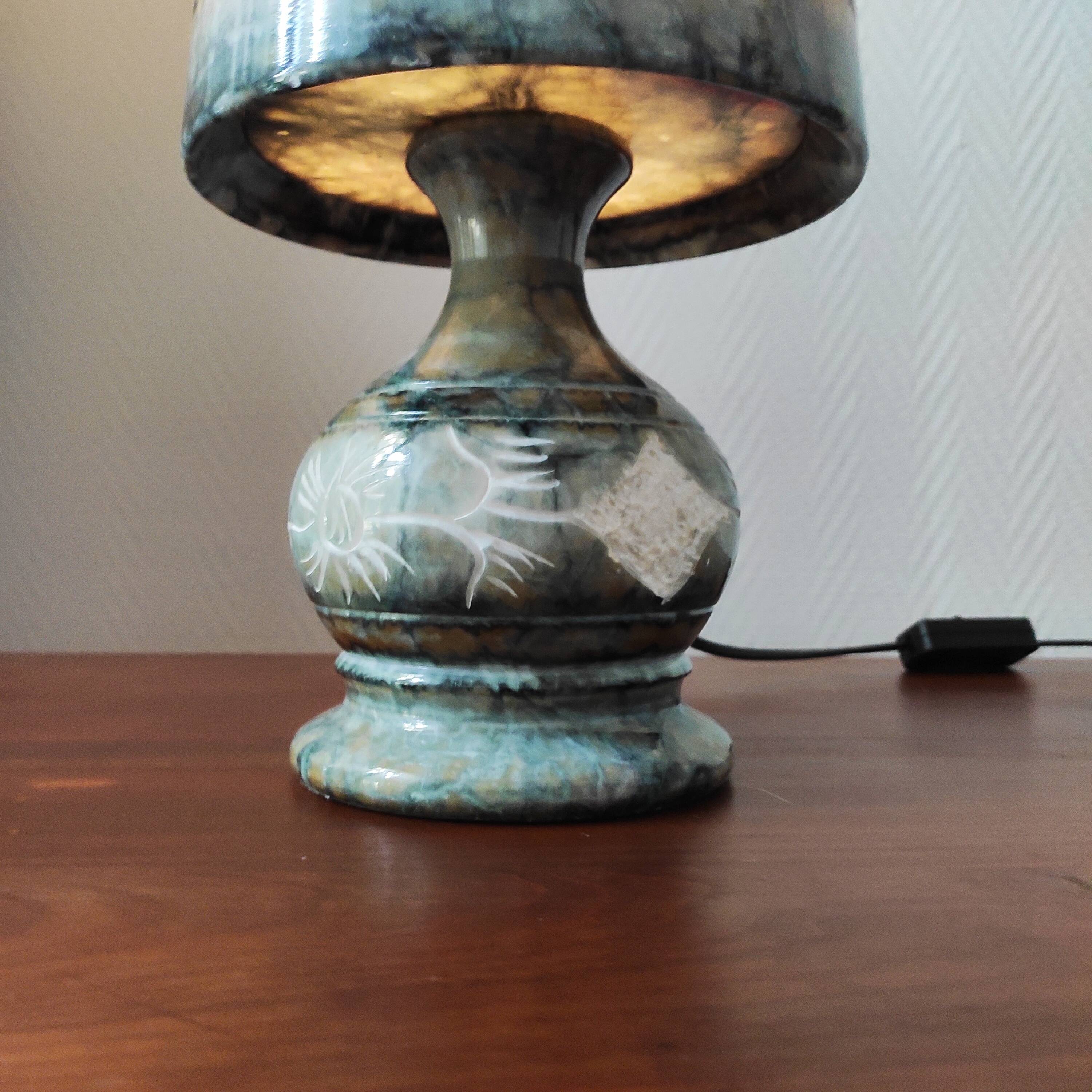 Lampe vintage 70 en onyx gris