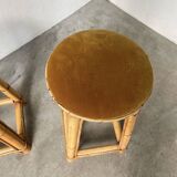 Set of three rattan high stools