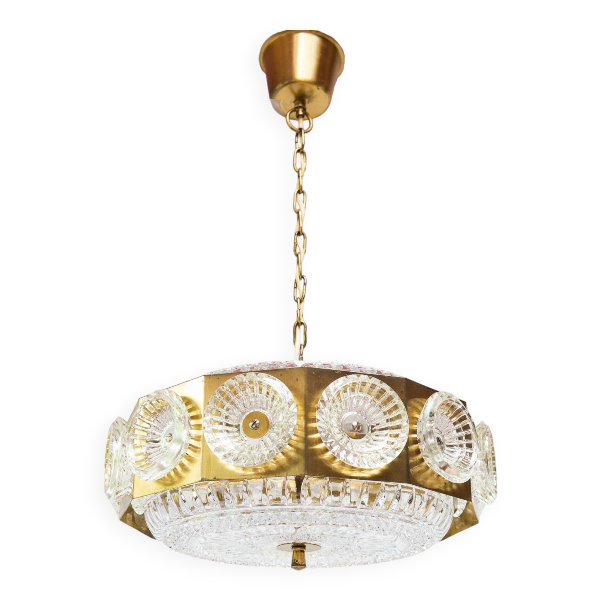 Swedish crystal pendant light attrib. Carl Fagerlund x Orrefors 1960s
