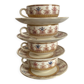 Tea cups and saucers in Sarreguemines ironstone "Derby"