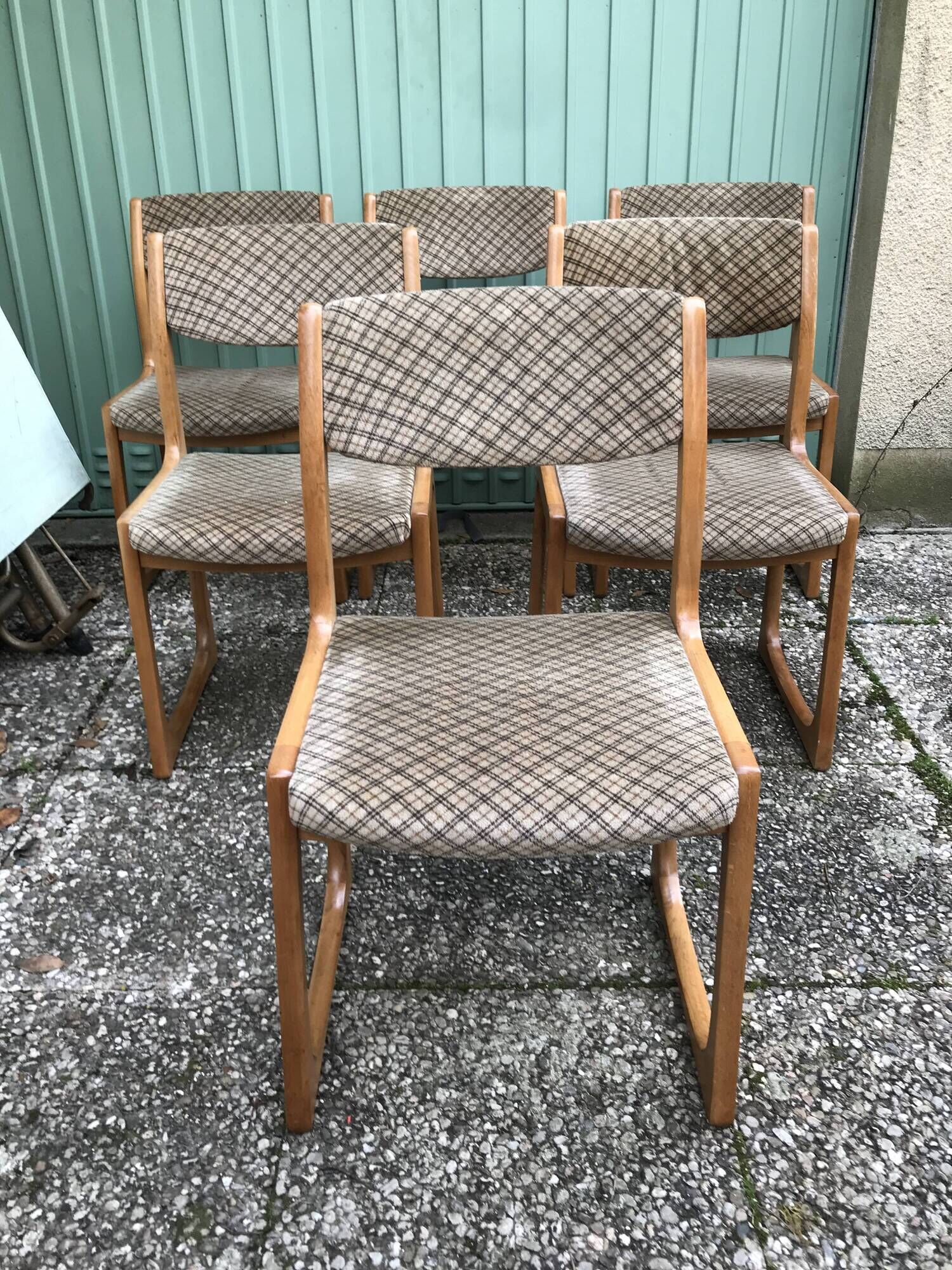 Set of 6 old Baumann chairs sled