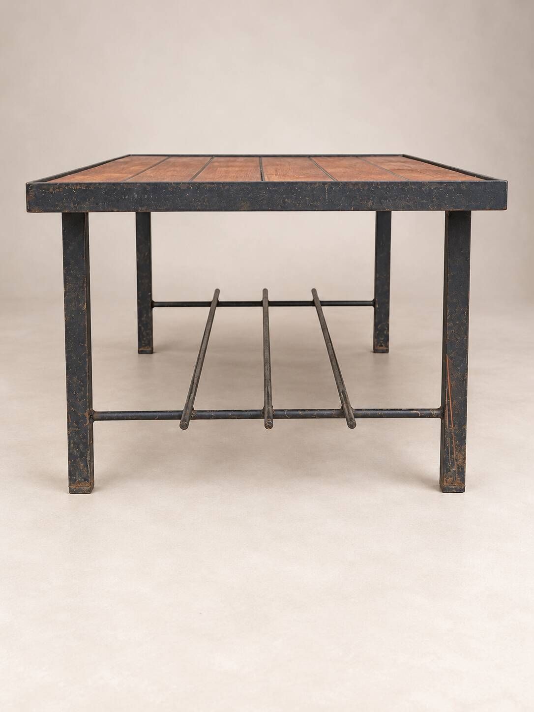 Vintage coffee table in wood, metal and ceramic Harlequin decor – 1960s