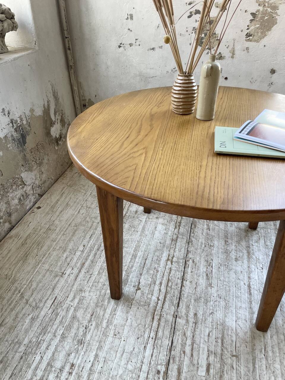 1950s round oak table