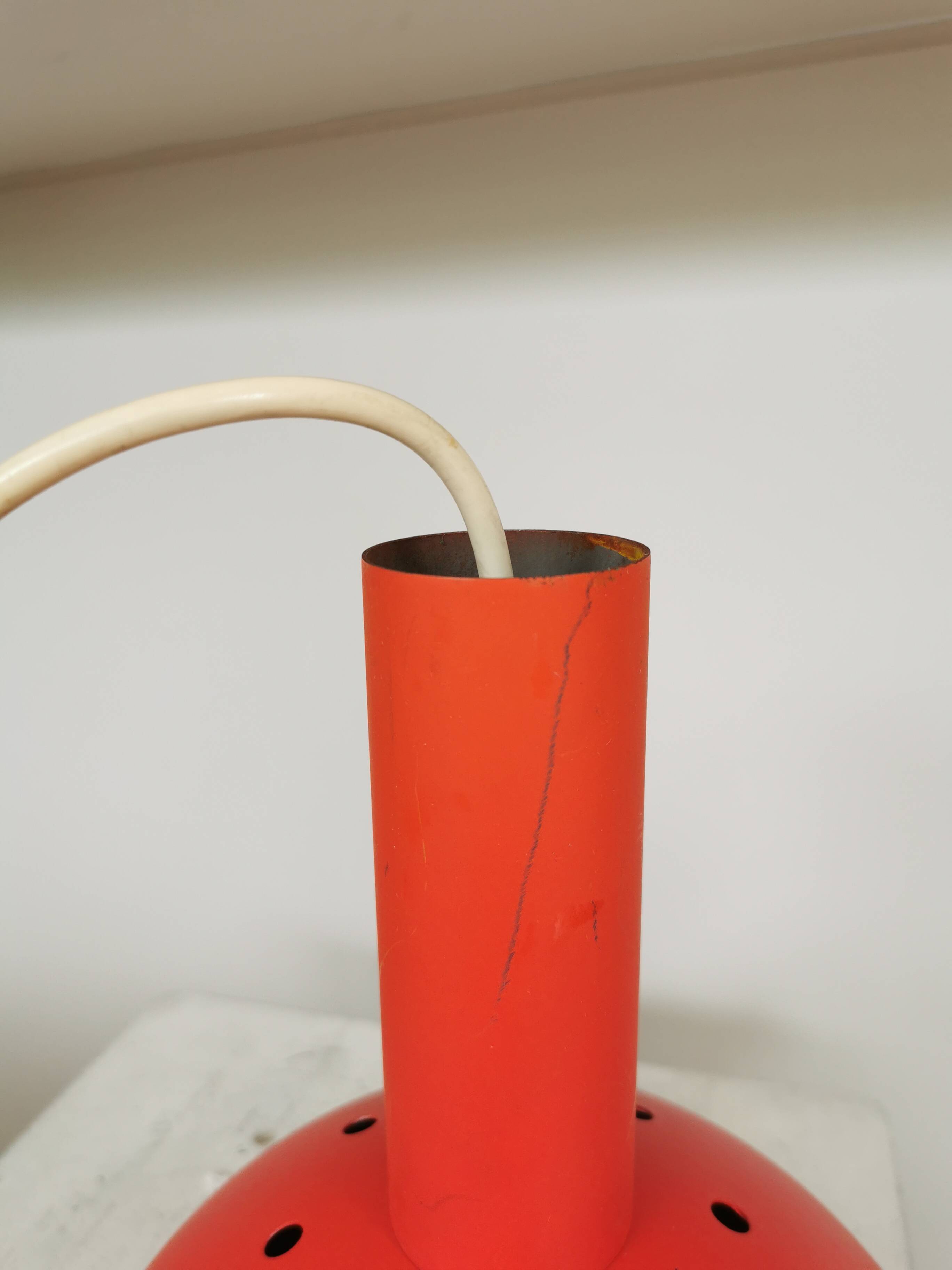 Vintage Orange Chrome Pendant Light: 1970s Space Age Lamp