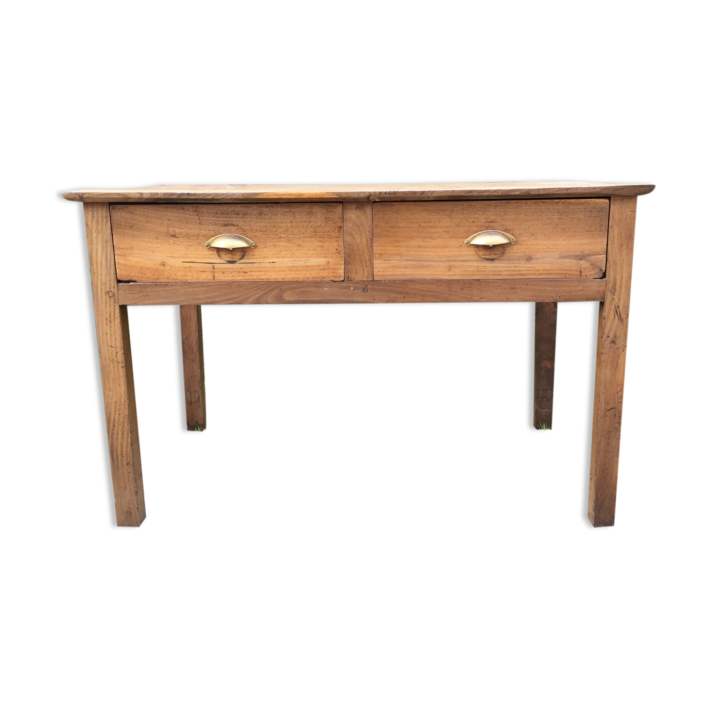Farm table of the country Brièron (South Brittany) old with 2 drawers in chestnut.
