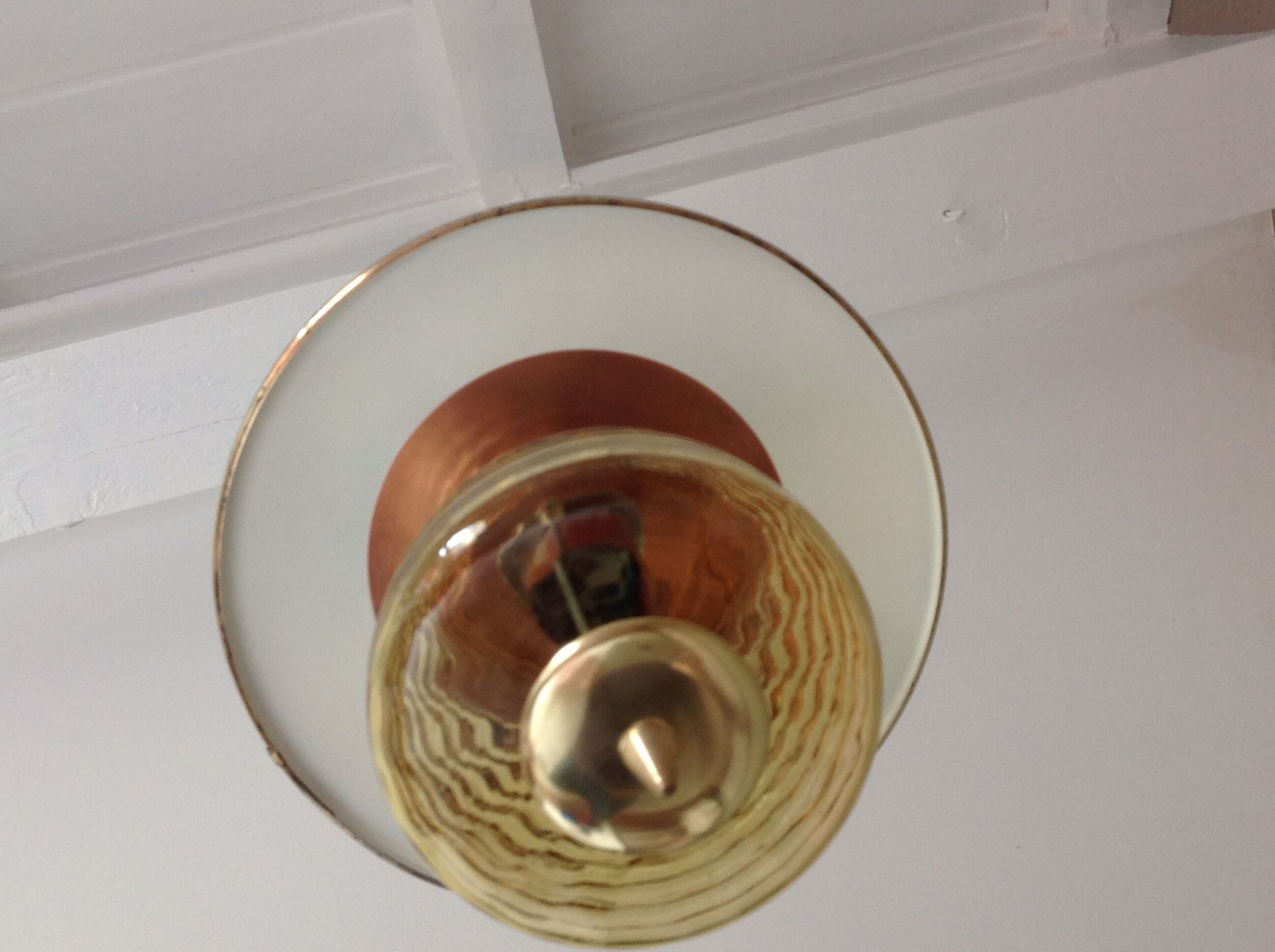 Amber glass / vintage lantern suspension 50s-60s