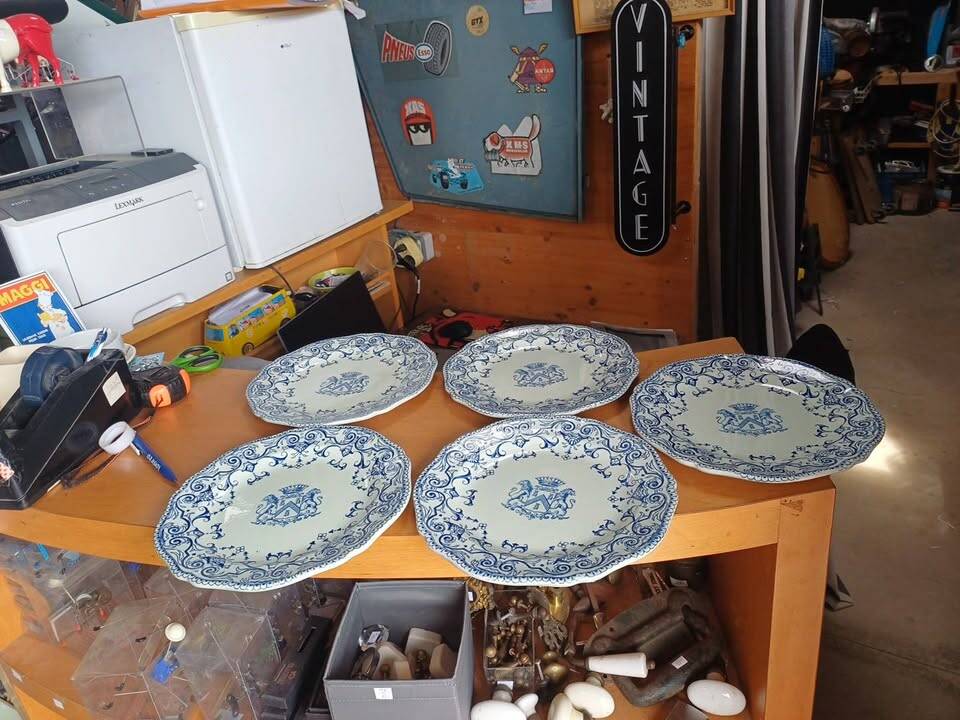 Superbe lot de 5 assiettes plates anciennes