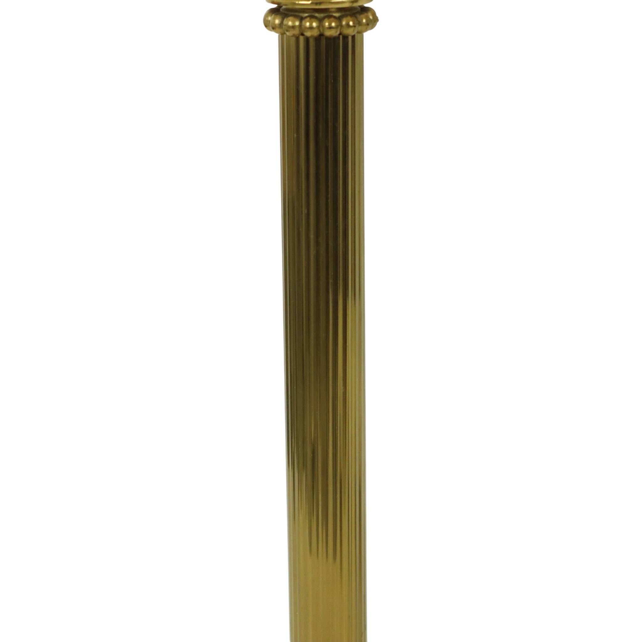 Pair of Hollywood Regency Lamps Brass Pillar Column 75cm