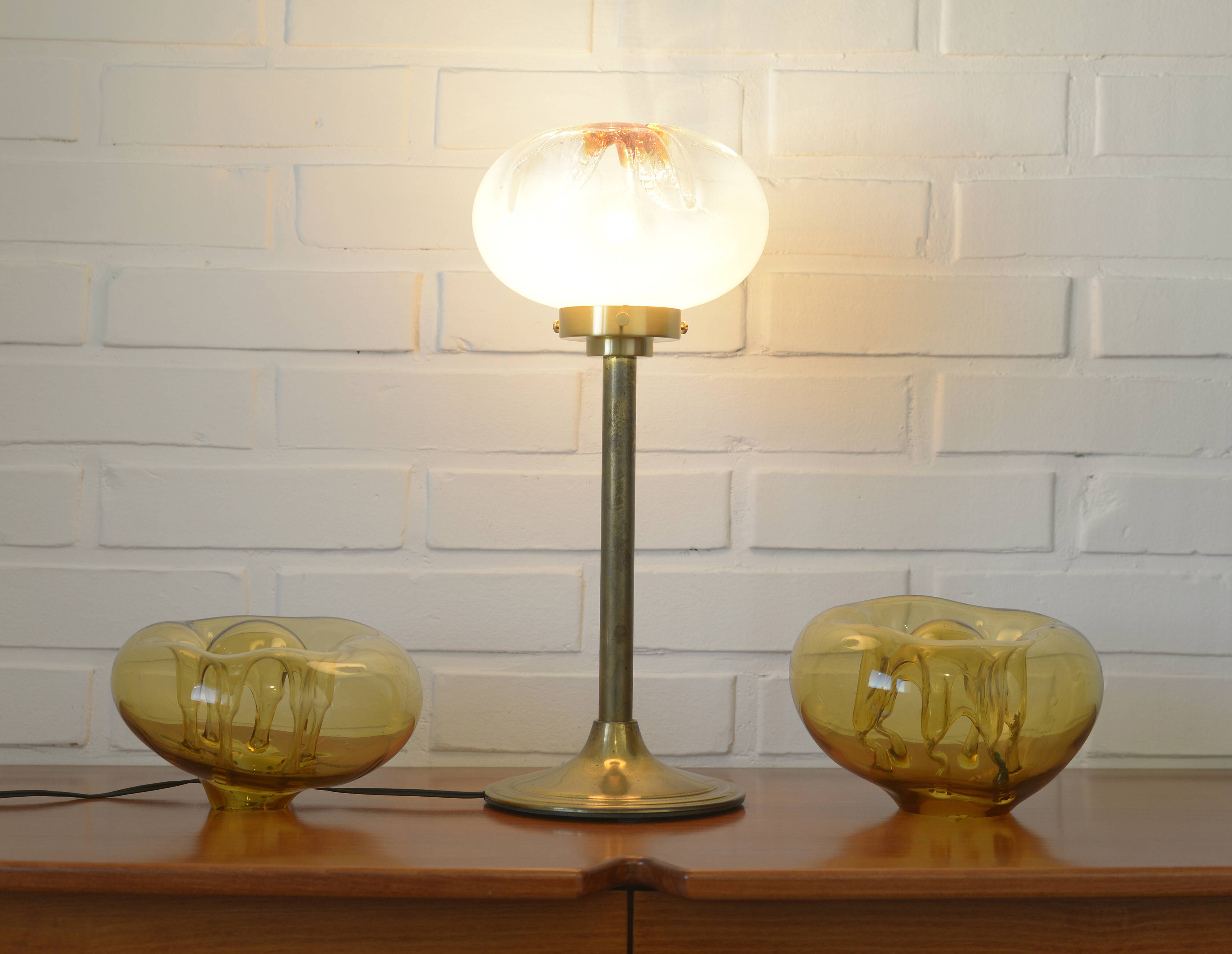 Mazzega Vintage Desk Lighting Murano Glass Mushroom Floor Lamp Italy 1970's