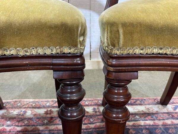 Suite de 4 chaises anglaises Victoriennes 19ème en Acajou