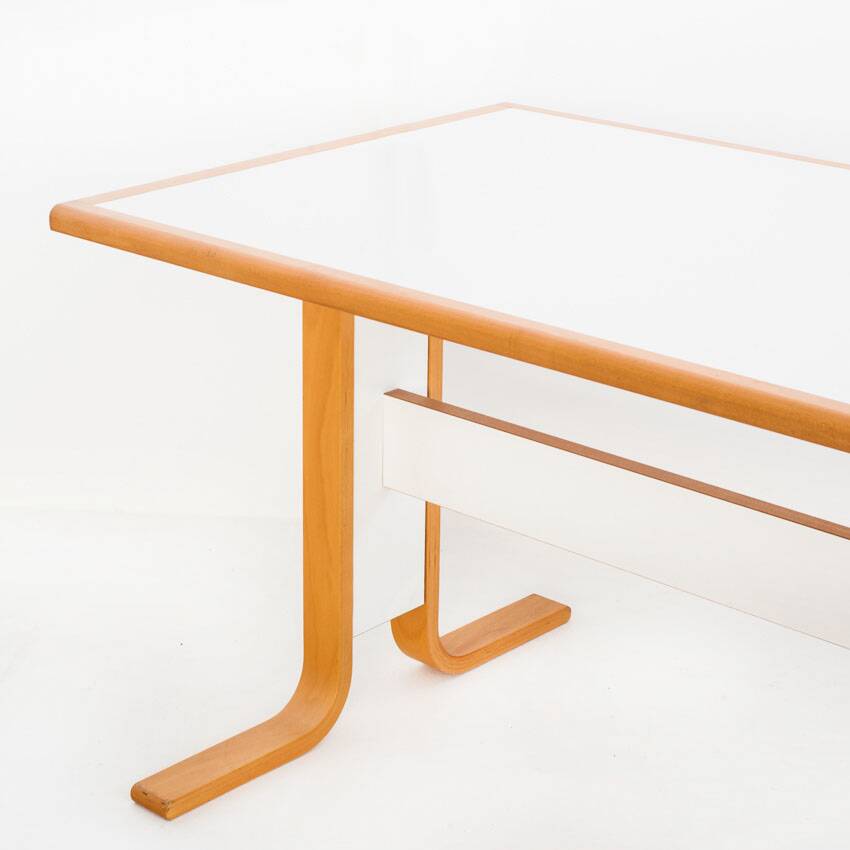 Vintage Scandinavian beech table with extension. Sweden, 1980s.