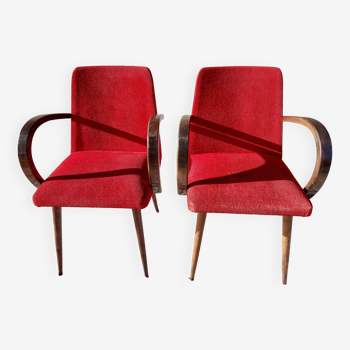 pair of spindle leg armchairs