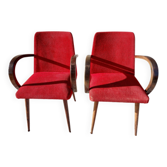 pair of spindle leg armchairs