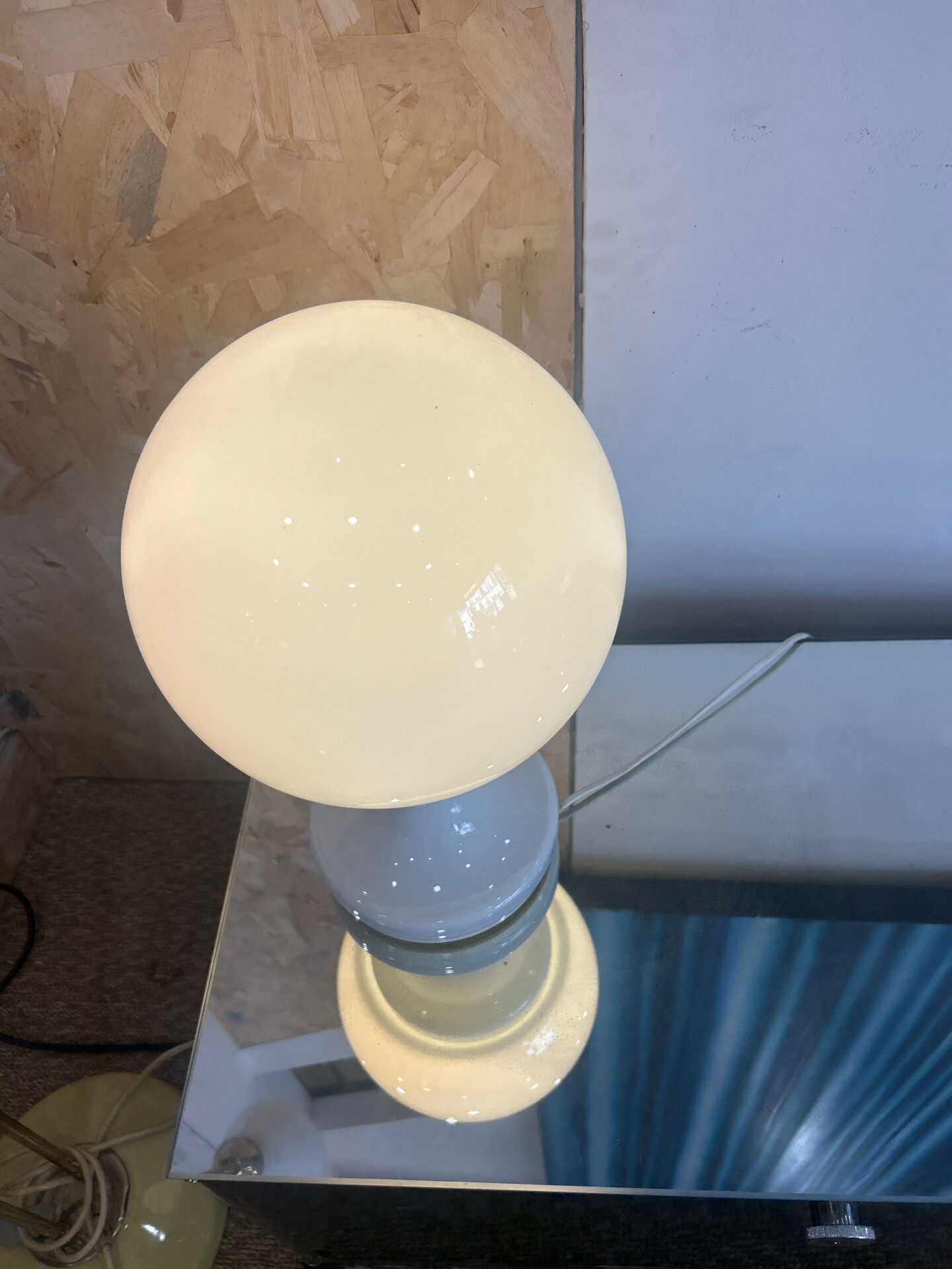 Vintage white opaline globe bedside lamp