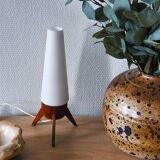 Rocket lamp, teak and opaline, 1950s