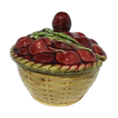 Barbotine jam jar old basket of cherries