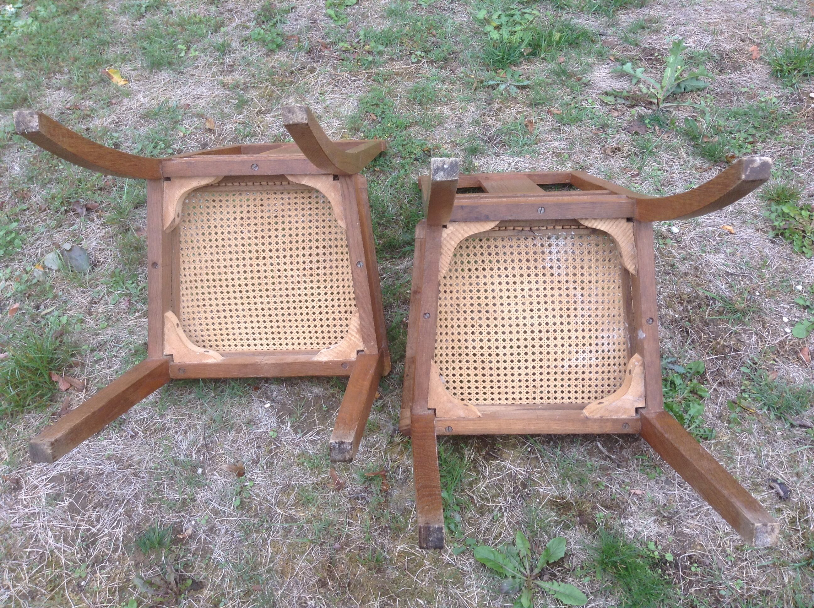 Pair of art deco in caning chairs
