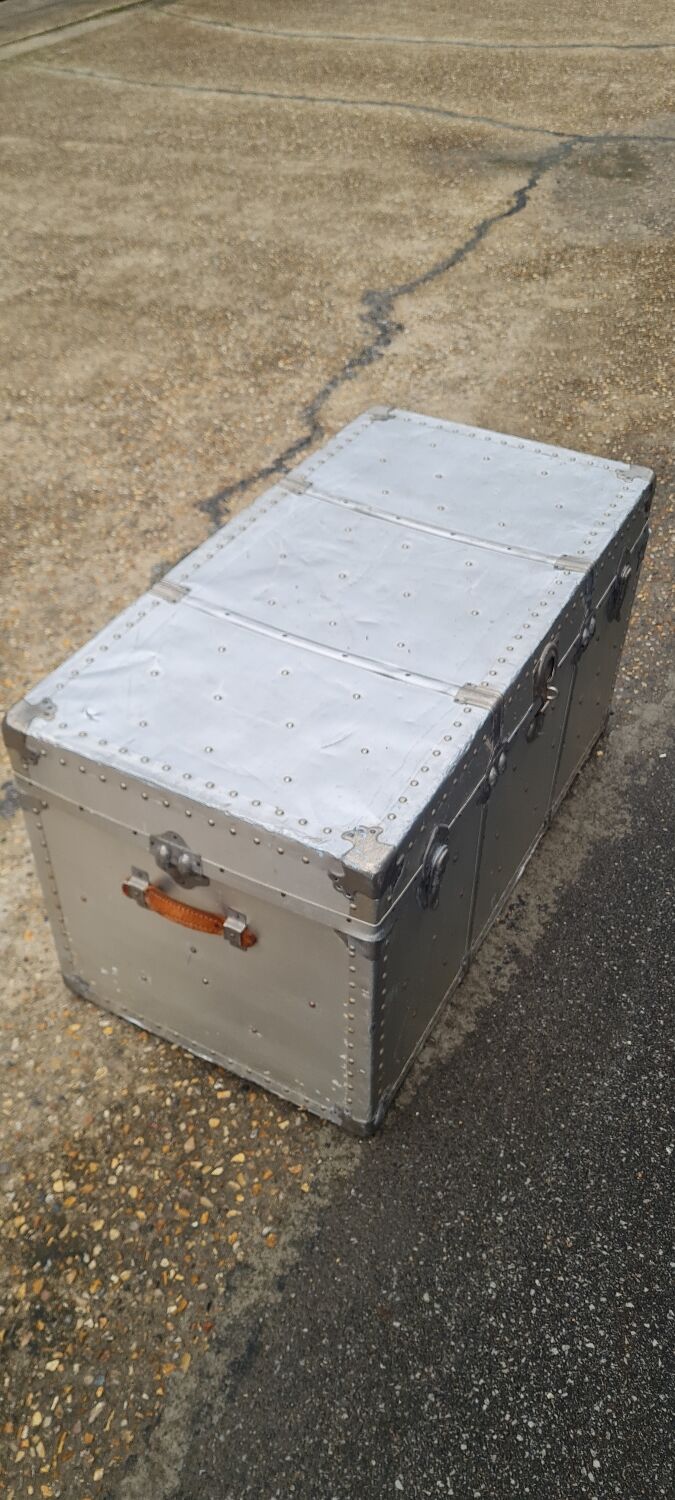 Riveted metal transport trunk