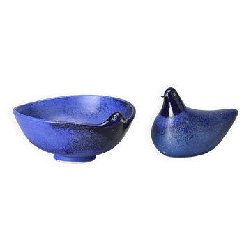 Set of two ceramic birds, Gérald Olivier, Switzerland circa 1970