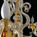 Lustre en verre Murano et structure or 1980
