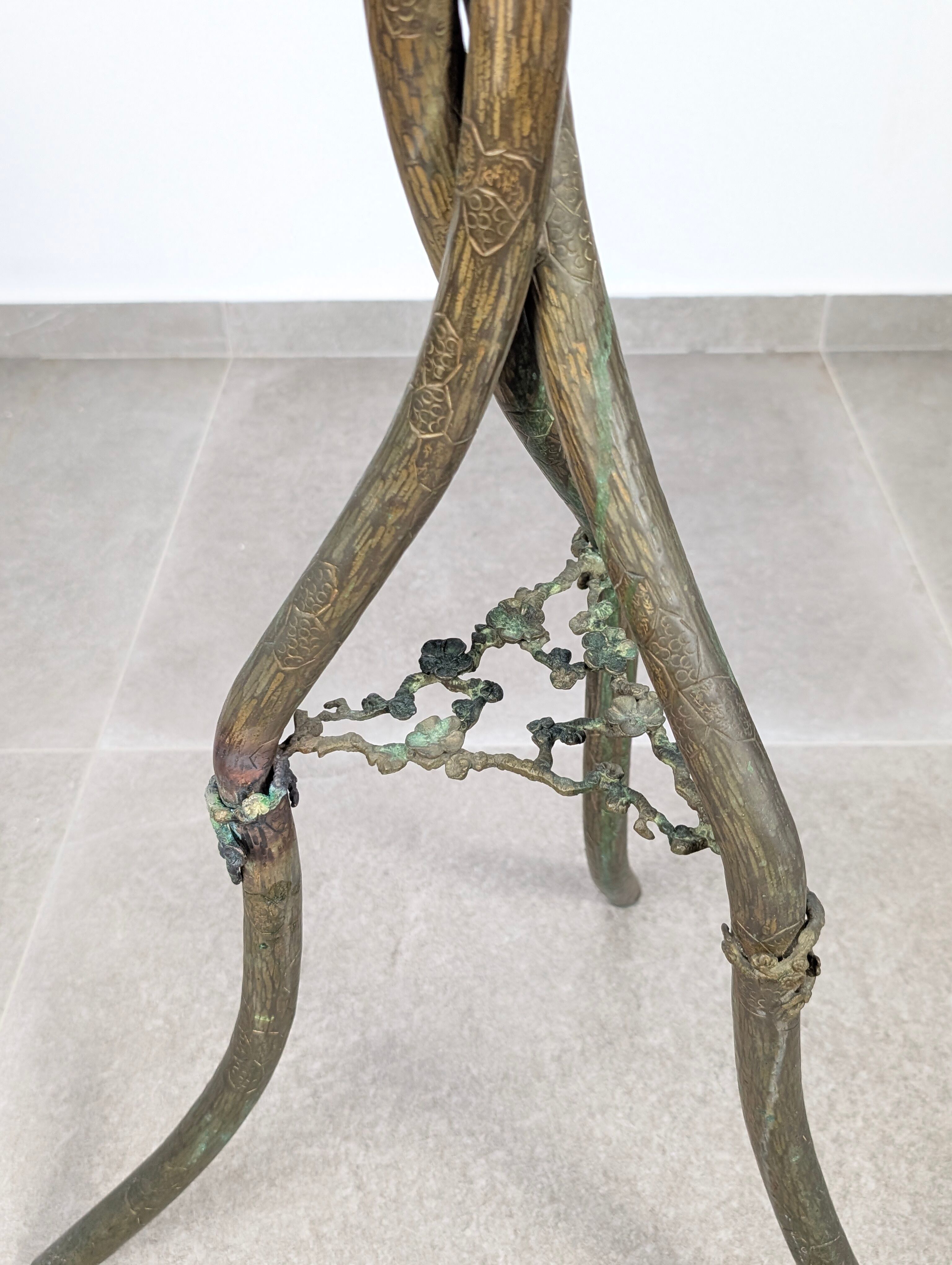 Japanese Art Nouveau bronze and brass table with dragonfly, 1920s