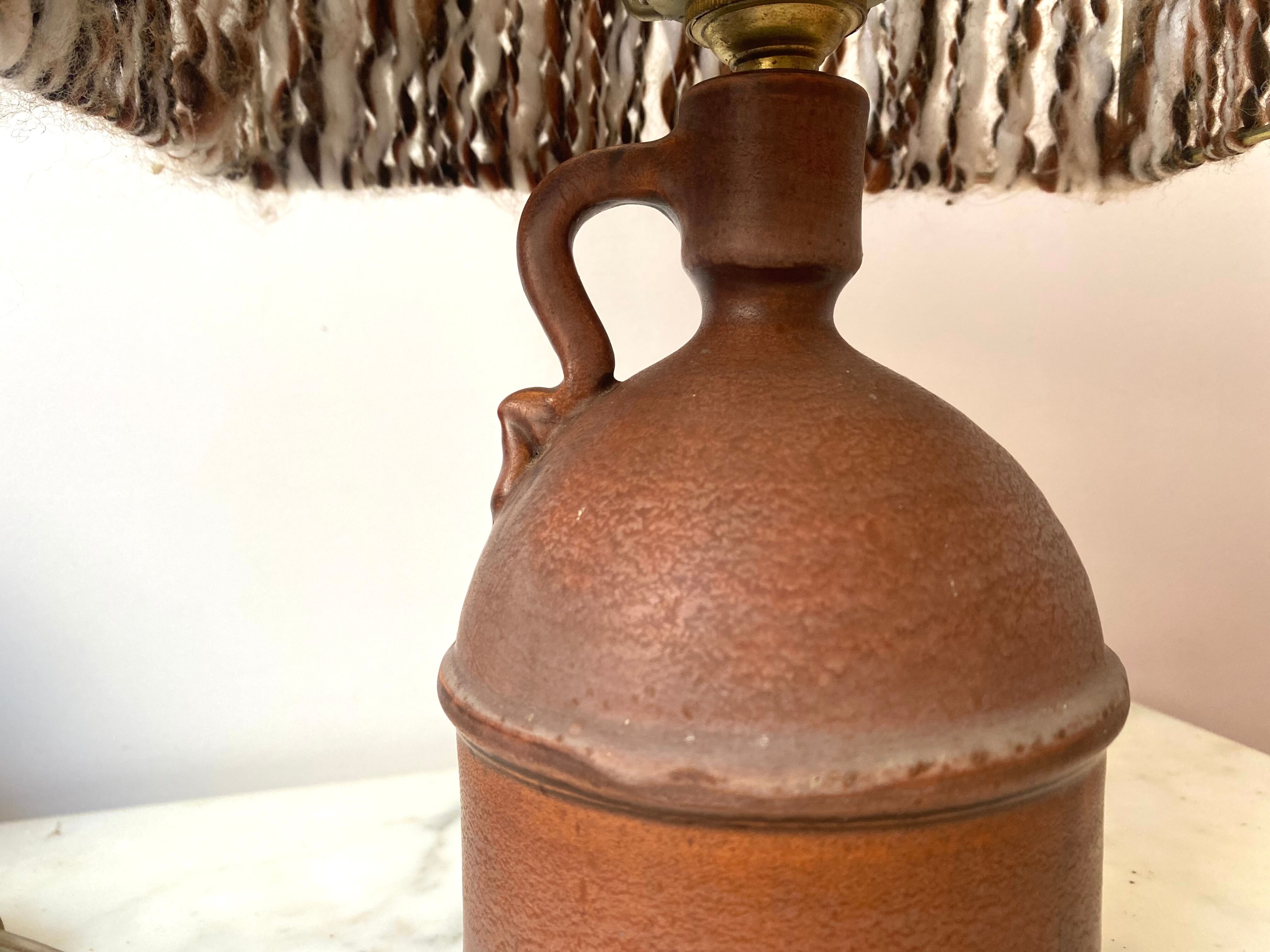 Living room lamp bedside pottery Ludovic and wool 50s vintage