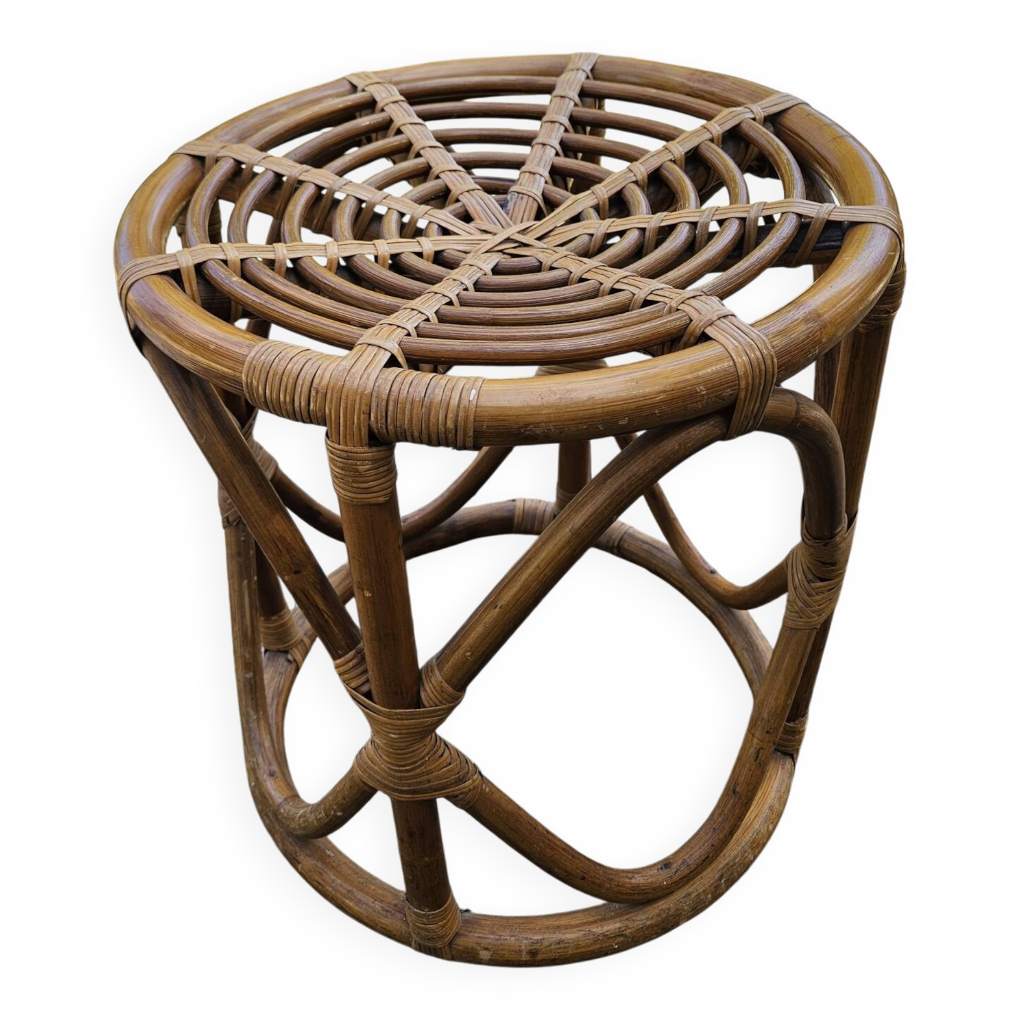 Pouf en rotin avec coussin