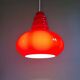 Trio of Space Age pendant lights in red opaline glass, Peill & Putzler, 1970