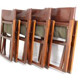 Fauteuil safari pliant en cuir marron et bois