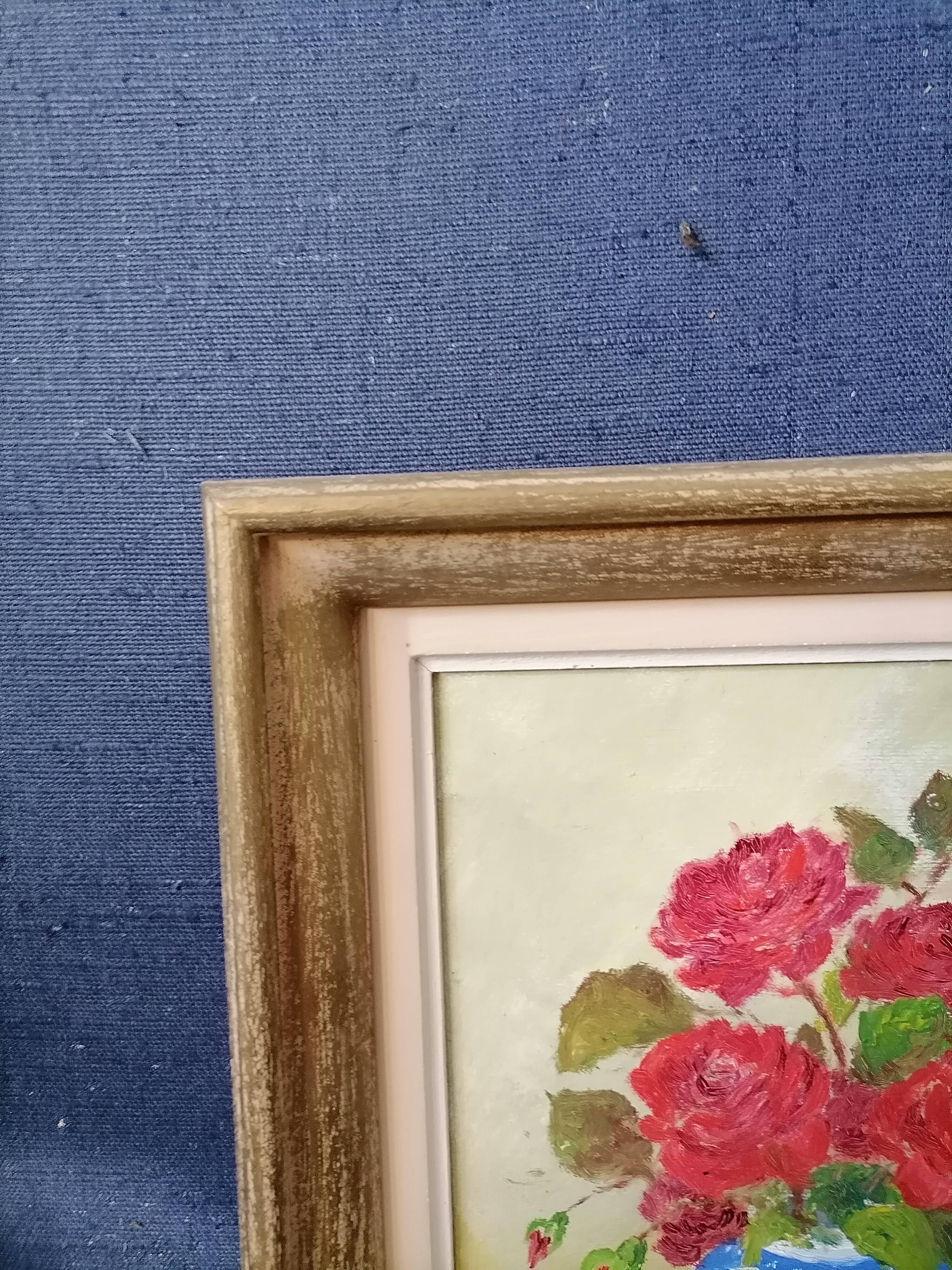 Flower bouquet painting Signed J Grundler
