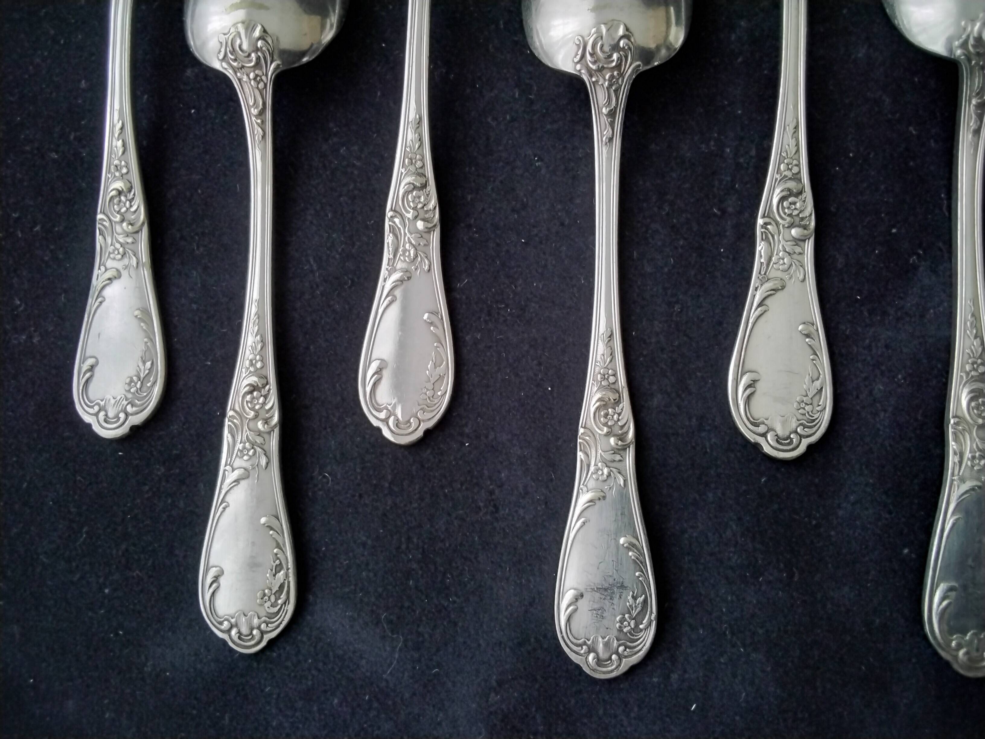 Box of 6 teaspoons in silver-plated Louis XV style