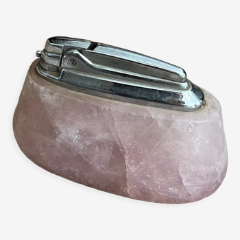 Hand-polished rose quartz table lighter madagascar vintage