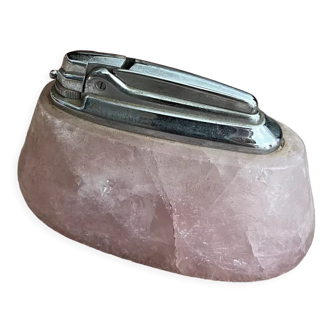 Hand-polished rose quartz table lighter madagascar vintage