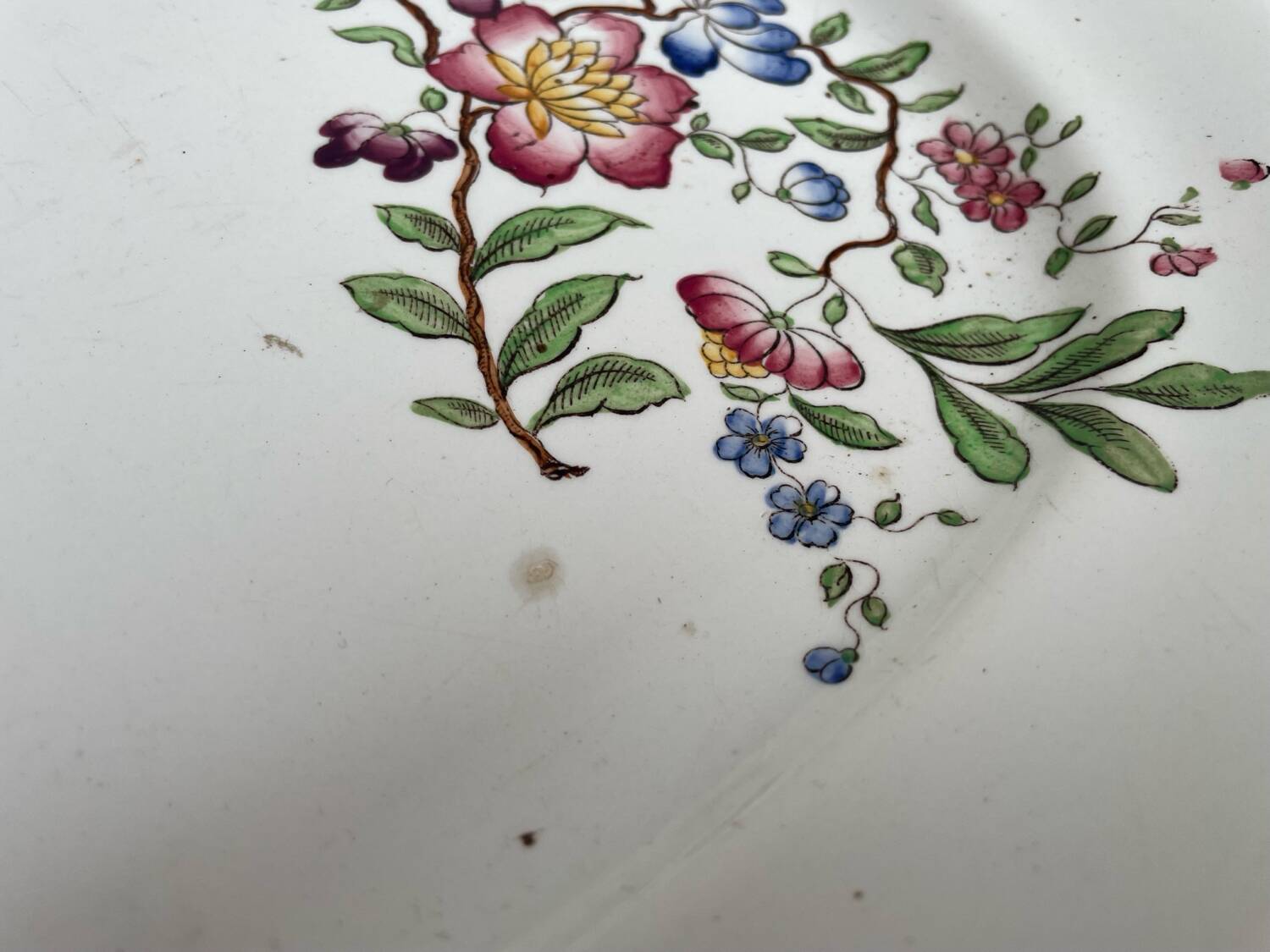 Strasbourg ironstone serving dish with Sarreguemines flowers