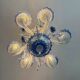 Venetian chandelier in blue Murano glass and crystal, 6 arms