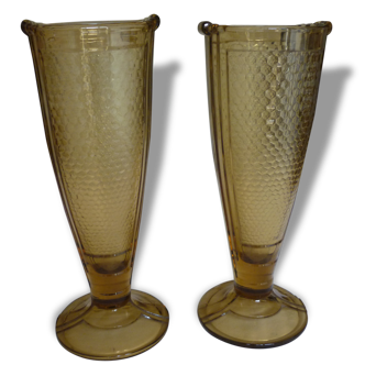 Pair of vases in glass art deco mold