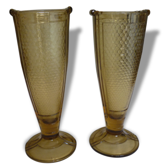 Paire de vases en verre moule art deco