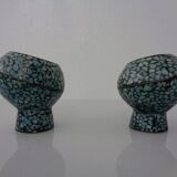 Vintage Indian Copper & Turquoise Stone Ashtrays, 1960s, Set of 2