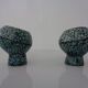 Vintage Indian Copper & Turquoise Stone Ashtrays, 1960s, Set of 2