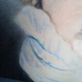 Tableau pastel portrait jeune fille XIXth signé