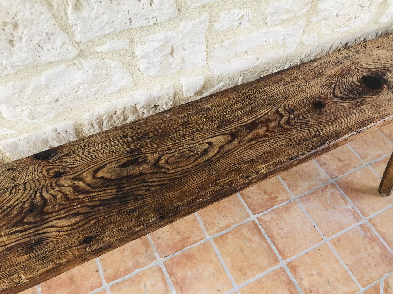 Oak farmhouse bench, circa 40's /50's