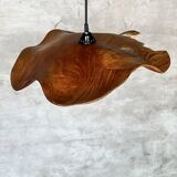 Medium pendant light in corrugated teak leaf (Medium D:50 H:20)