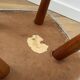 Vintage Footstool: Mid Century Modern Grey Fabric and Wood Legs