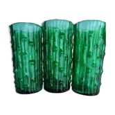 Set of 3 green bamboo glasses at orangeade vintage 70's