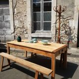 Table de ferme avec paire de bancs