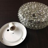 Round ceiling lamp in bubbled glass / vintage 60s-70s